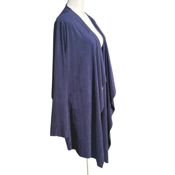 Soft Surroundings Blue Velvet Kimono Long Open Cardigan Holiday Size 3X Draped - Picture 4 of 10